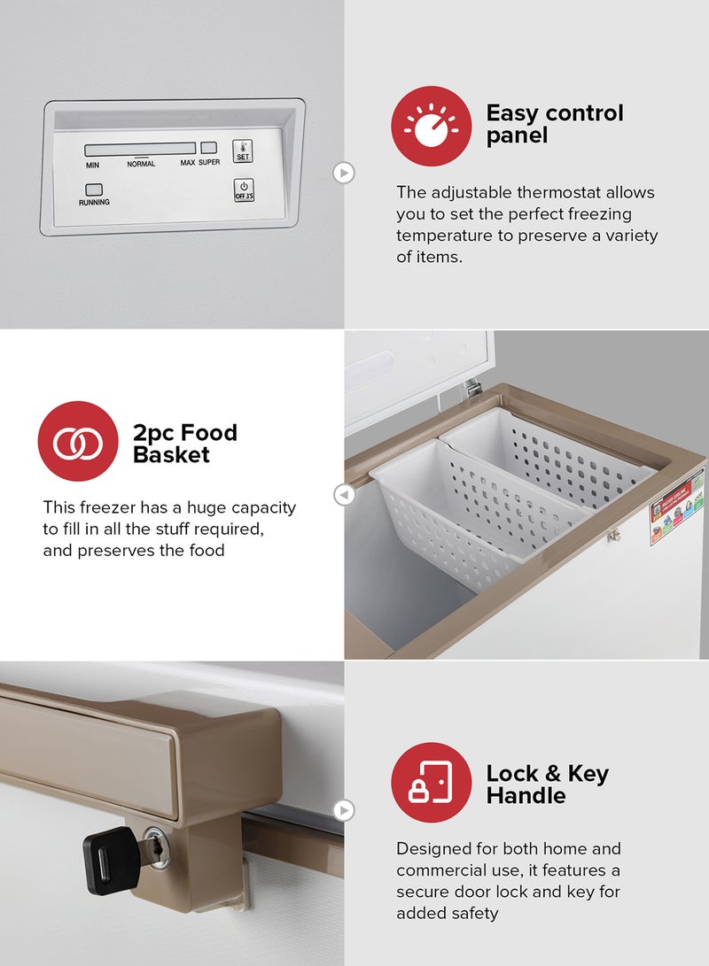 GEEPAS 550L Double Door Chest Freezer| Frozen Temperature -18°C HCF and FCKW Free| Highly Efficient Monolithic Foaming and Compressor Switch Off Function| Includes Lock and Key, 2 Food Baskets| 1 Year Warranty 550 L 230 W GCF55019WAH White  - Image 3