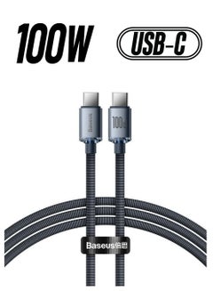 100W 4ft USB C To USB C Cable Fast Charge Nylon Braided Type-C Cable for iPhone 15 Pro/iPhone 15 Pro Max/iPhone 15 Plus/iPad Air/iPad Pro/MacBook Pro Samsung Galaxy S23/Huawei/Xiaomi And Many More Dark Grey - pnsku/N53061501A/45/_/1738232715/9c6e21fe-6c7d-42c6-89d0-c596672a2f5d