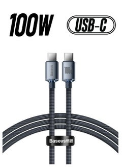 بيسوس كابل 100 وات 4 أقدام USB C إلى USB C شحن سريع كابل من النايلون المضفر من النوع C لهاتف iPhone 15 Pro/iPhone 15 Pro Max/iPhone 15 Plus/iPad Air/iPad Pro/MacBook Pro Samsung Galaxy S23/Huawei/Xiaomi وغيرها الكثير  - Image 1