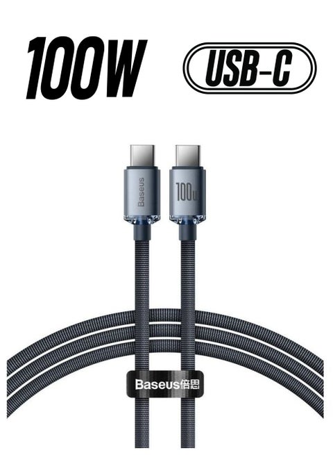 100W 4ft USB C To USB C Cable Fast Charge Nylon Braided Type-C Cable for iPhone 15 Pro/iPhone 15 Pro Max/iPhone 15 Plus/iPad Air/iPad Pro/MacBook Pro Samsung Galaxy S23/Huawei/Xiaomi And Many More Dark Grey