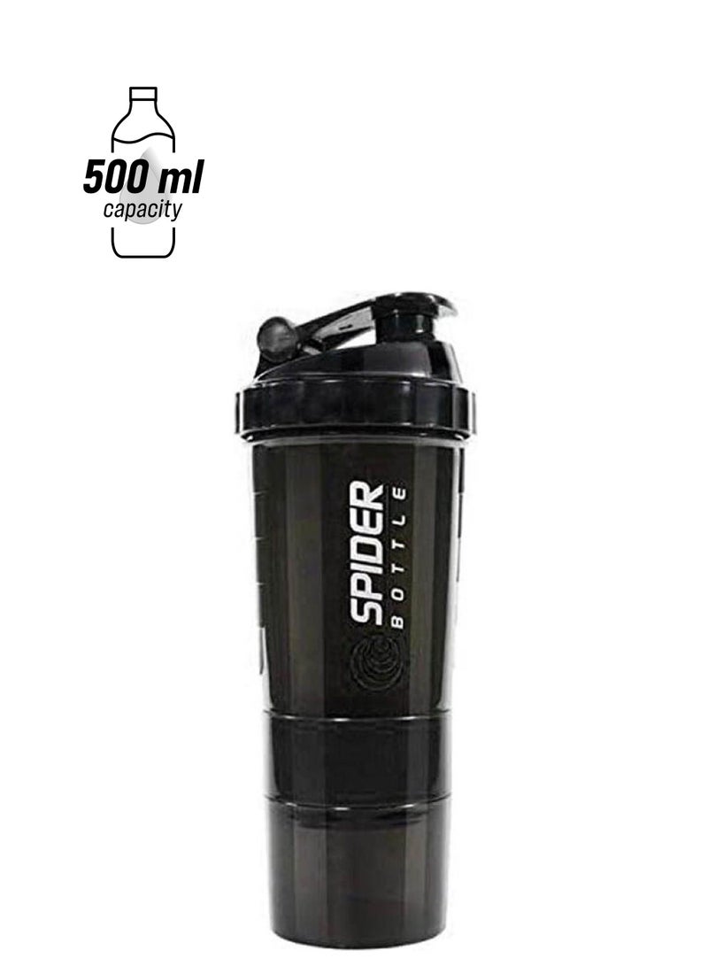 سبايدر زجاجة مياه رياضية للبروتين مع كرة خلط مدمجة