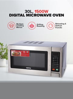 GEEPAS Digital Microwave Oven | Ideal For Grilling-Roasting-Heating 30 L 1000 W GMO1897 Silver & Black  - Image 2
