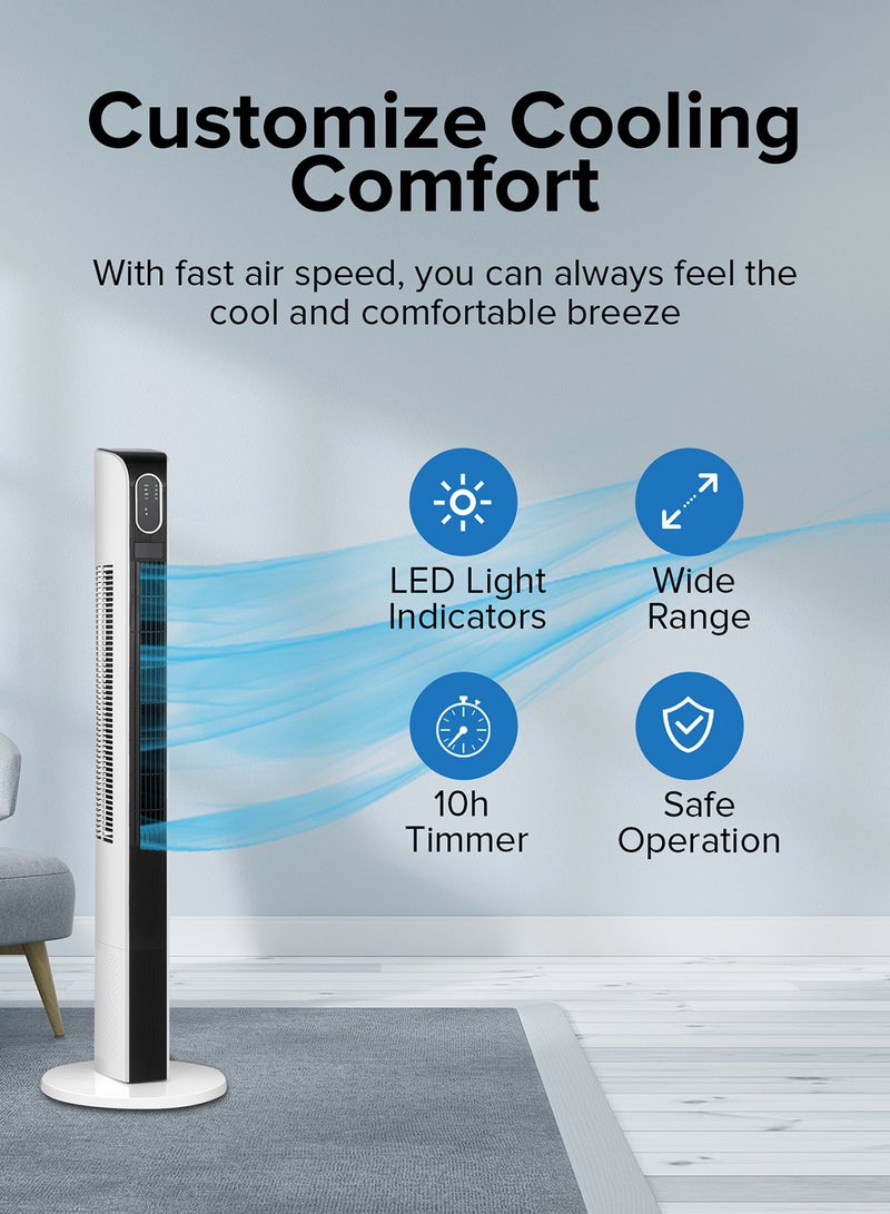 GEEPAS Digital Tower Fan| With Silent, Smooth and Safe Operation| Automatic Oscillation Function and Wide Range, 3 Speeds: Low, Middle and High| Ideal For Home, Office, Garage, Apartment| 2 Years Warranty GF21167 White, Black  - Image 3