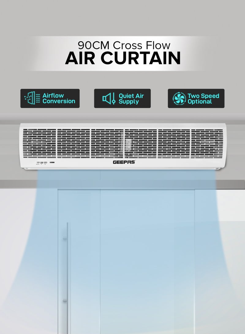 GEEPAS - Automatic Commercial Indoor Air Curtain With Two Speed Setting | Low Noise | Spray Coating | Remote Control 115 W GCT9013CFM White - Image 1