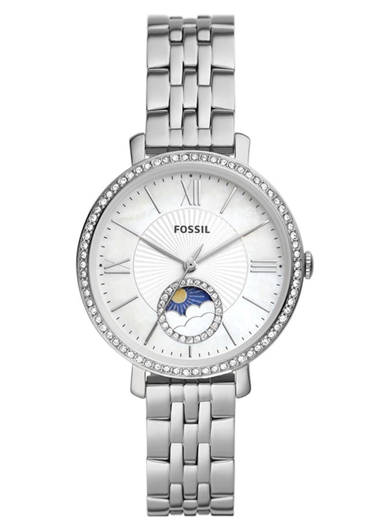 FOSSIL Women's Jacqueline Round Shape Analog Wrist Watch ES5164 - 36mm - Silver - Image 1