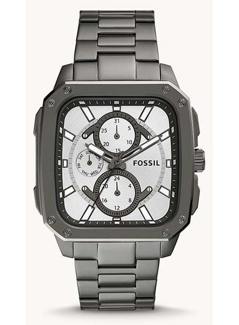 Men's Inscription Rectangle Shape Stainless Steel Chronograph Wrist Watch BQ2657 - 42mm - Grey