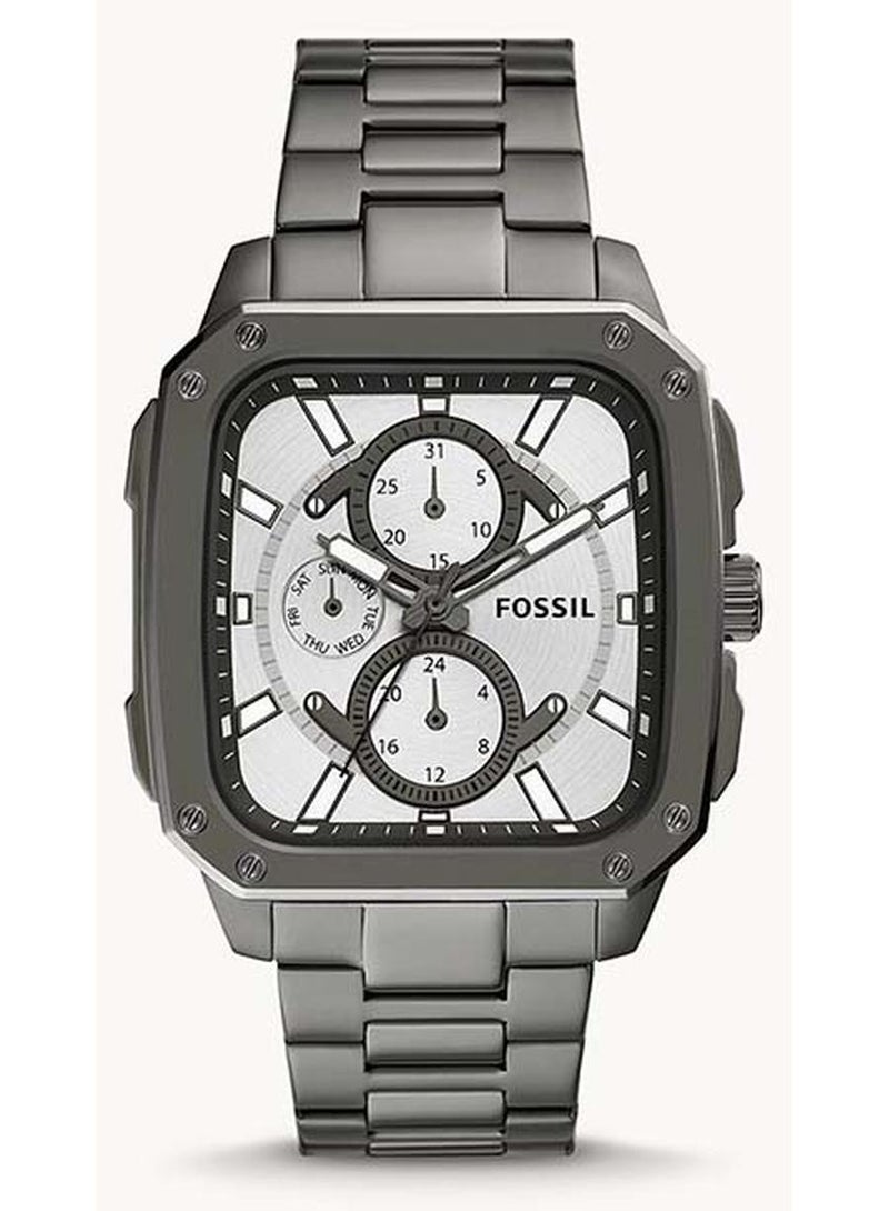 FOSSIL Men's Inscription Rectangle Shape Stainless Steel Chronograph Wrist Watch BQ2657 - 42mm - Grey - Image 1