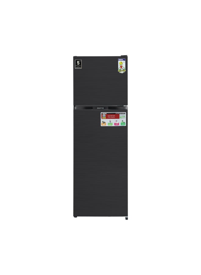 GEEPAS 320L Gross / 251L Net Capacity, No Frost Double Door Free Standing Refrigerator With Multi air Flow, Twist Ice Maker, Temperature Control, Stainless Steel Finish, Glass Shelves, Fridge - 198L/Freezer- 53L capacity GRF3207SSXXN Grey - Image 1