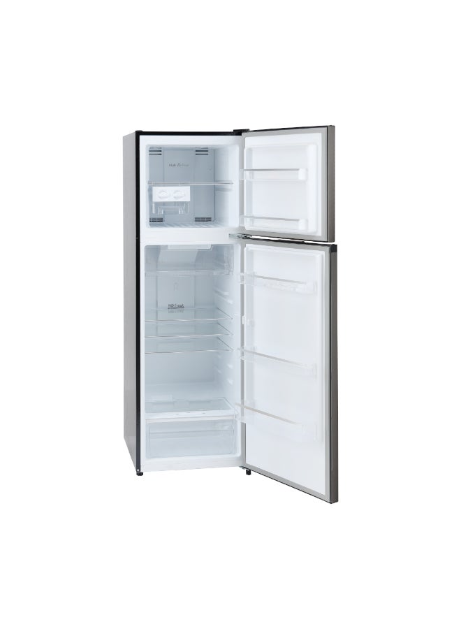 GEEPAS 320L Gross / 251L Net Capacity, No Frost Double Door Free Standing Refrigerator With Multi air Flow, Twist Ice Maker, Temperature Control, Stainless Steel Finish, Glass Shelves, Fridge - 198L/Freezer- 53L capacity GRF3207SSXXN Grey - Image 3
