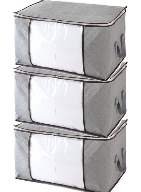 Pack of 3 Waterproof Foldable Closet Organizer Multicolour 60x43x35cm