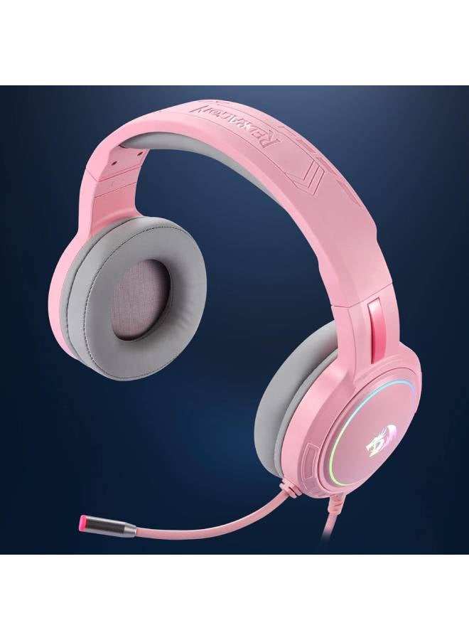 REDRAGON - H270 MENTO RGB Gaming Headset with Microphone, Wired, Compatible with Xbox One, Nintendo Switch, PS4, PS5, PC, Laptops and Nintendo Switch Pink - Image 1