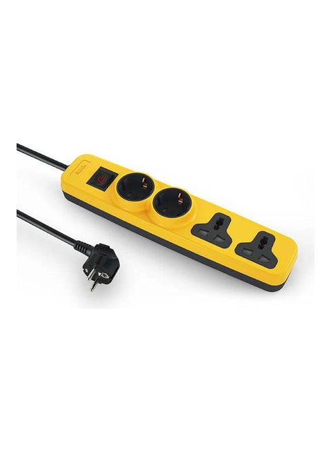 Power Strip 4 Outlets (2 Schuko Sockets + 2 Universal Sockets) Yellow-Black 2.0meter