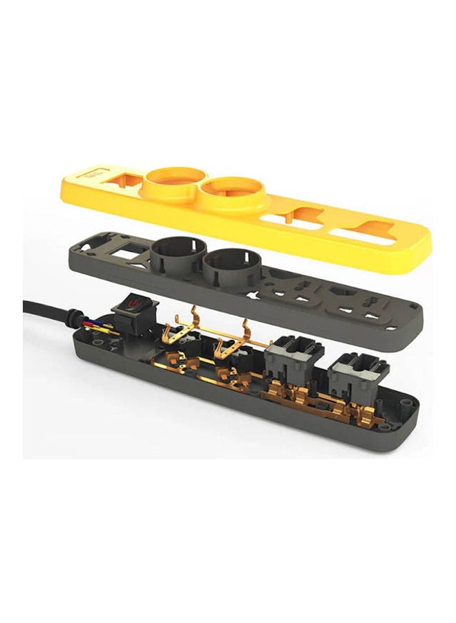 iLOCK Power Strip 4 Outlets (2 Schuko Sockets + 2 Universal Sockets) Yellow-Black 2.0meter - Image 4