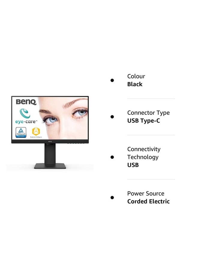 BenQ - 24 inch IPS 1920x1080 Full HD 75Hz Ultra-Slim Bezel Monitor, Height Adjust, Eye Care, Brightness Intelligence, Speakers, Mic, USB-C (PD 60W), HDMI, DP, Coding Mode, Daisy Chain, GW2485TC Black - Image 1