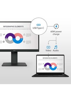 BenQ 24 inch IPS 1920x1080 Full HD 75Hz Ultra-Slim Bezel Monitor, Height Adjust, Eye Care, Brightness Intelligence, Speakers, Mic, USB-C (PD 60W), HDMI, DP, Coding Mode, Daisy Chain, GW2485TC Black  - Image 2