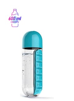 Combine Daily Pill Box Organizer With Water Bottle Blue