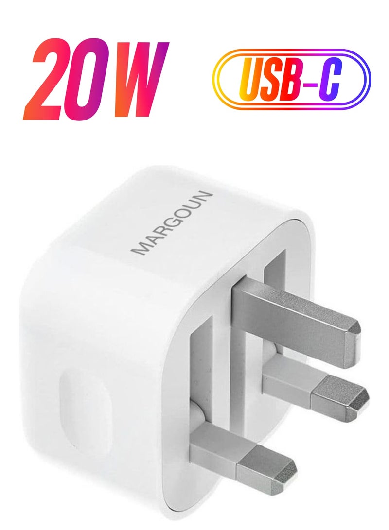 MARGOUN - 20W USB-C Power Adapter Wall Charger with Folding Pins White - Image 1