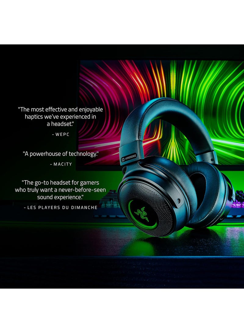 RAZER Kraken V3 Pro HyperSense Wireless Gaming Headset w/Haptic Technology: Triforce Titanium 50mm Drivers - THX Spatial Audio - Hyperspeed Wireless - Hybrid Fabric & Leatherette Memory Foam Cushions  - Image 3