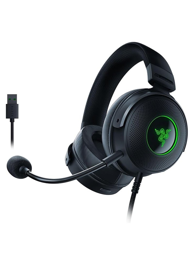 RAZER Kraken V3 HyperSense Wired USB Gaming Headset: Haptic Technology, THX Spatial Audio, Hybrid Fabric And Leatherette Memory Foam Cushions, Detachable Mic – Black - Image 1