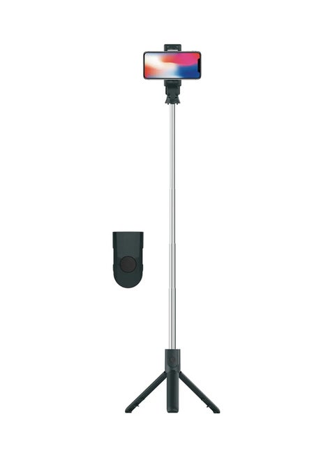 Bluetooth Selfie Stick With Tripod- Detachable Remote Shutter Black