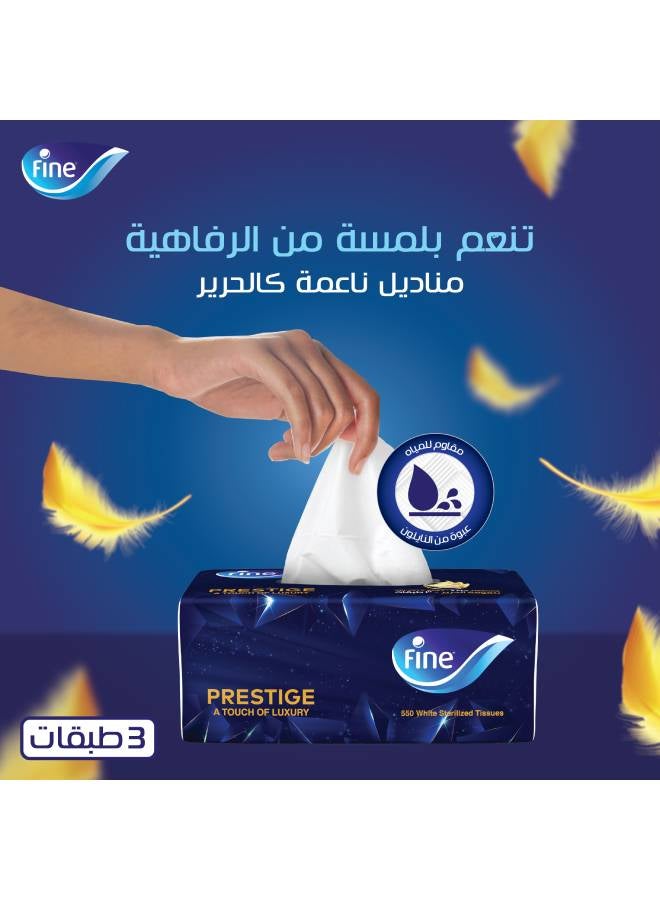 فاين - مناديل الوجه برستيج 480 منديل، 3 طبقات، عبوة من 3 قطع أبيض - Image 1