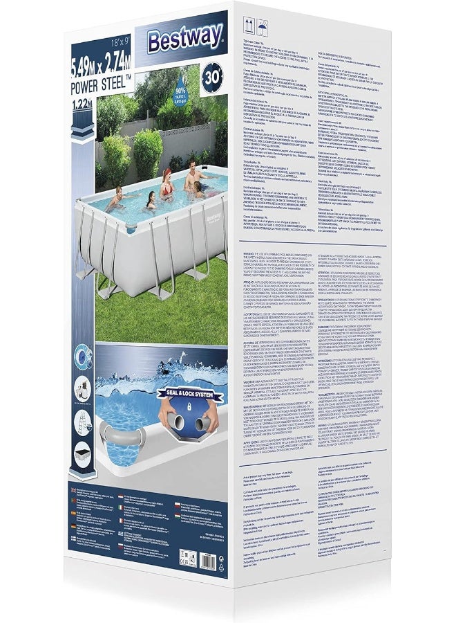 Bestway - Power Steel Rectangular Pool Set 4.88x2.44x1.22meter 4.88x2.44x1.22meter - Image 1