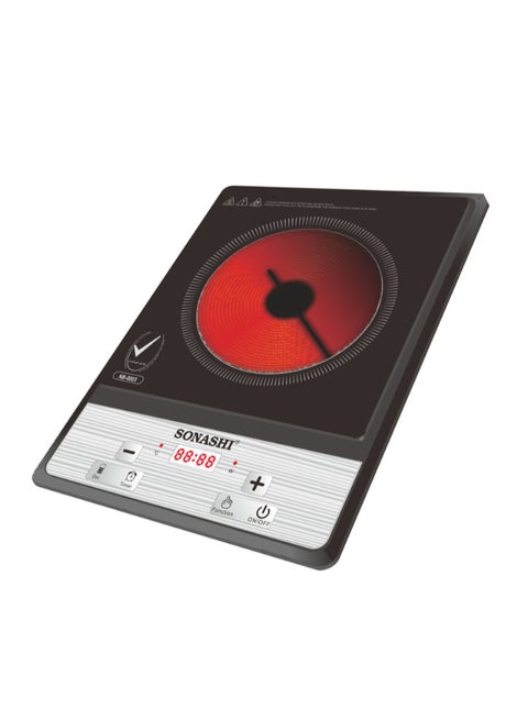 Infrared Ceramic Cooker with Multi-Safety Protection Function | Featured with 4 Digit LED Display and 10 Levels of Power Settings | Ease of Use with Touch Control 2000 W SIS-014C Black