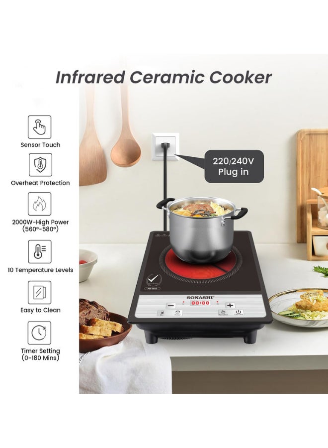 Infrared Ceramic Cooker with Multi-Safety Protection Function | Featured with 4 Digit LED Display and 10 Levels of Power Settings | Ease of Use with Touch Control 2000 W SIS-014C Black - pnsku/N53228164A/45/_/1730911897/b2e931b8-3a7e-4ff3-8940-544d2581e5db