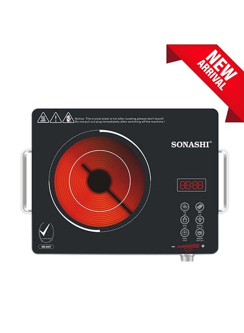 Infrared Ceramic Cooker with Strong Anti-Pressure Crystallite Glass Plate | Safe Use with No Radiation | Sleek Design with Cool Touch Handle 2000 W SIS-016C Black