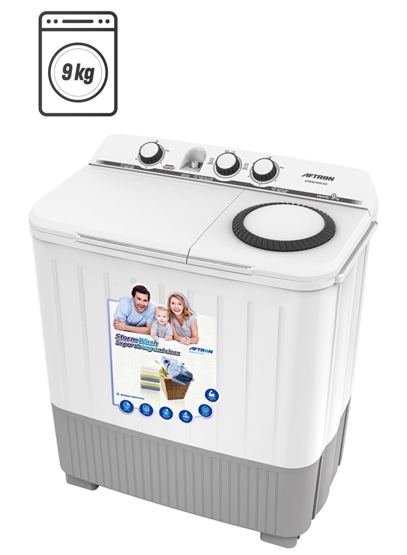 أفترون غسالة بحوضين 9 kg AFW96101X أبيض
