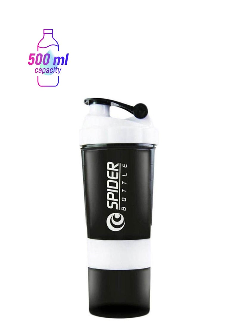 Spider Bottle Water Bottle Protein Shaker With Storage Containers Black 18.2 x 10.3 x 9.9cm  - Image 1