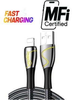 S-2030K6 Nylon Braided USB To Lightning Charging Cable 2M Black