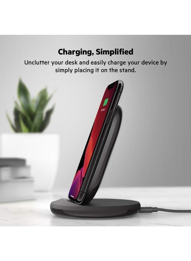 belkin Boostcharge 15W Wireless Fast Charging Stand + Qc 3.0 24W Wall Charger - Wireless Charger For Iphone, Samsung, Google Pizel, Lg And Other Qi Enable Devices Black  - Image 3