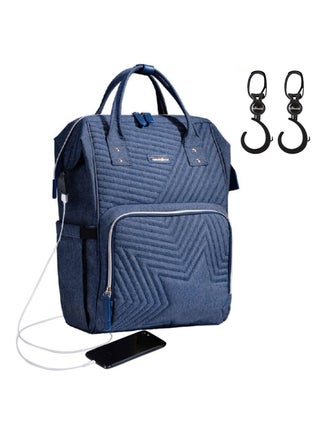 Diaper Backpack And USB Charging Port With Stroller Hooks - Blue - pnsku/N53248470A/45/_/1706170226/cb3d7692-c447-406b-b13b-0a49634c966c