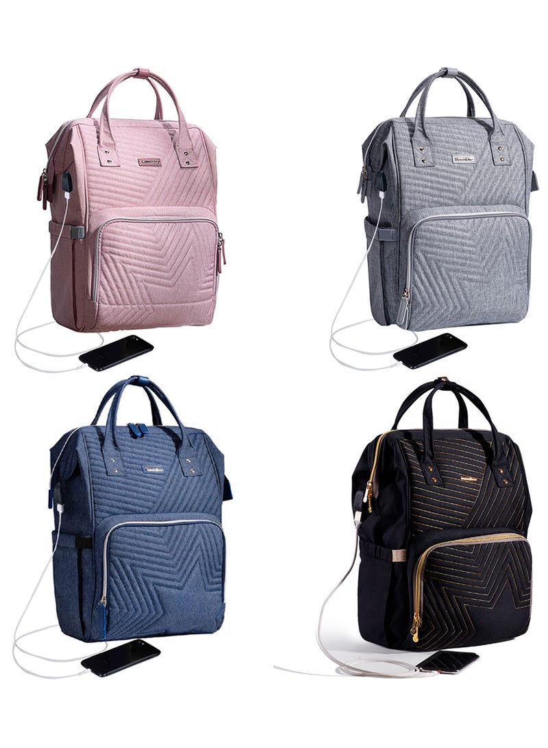 Sunveno - Diaper Backpack And USB Charging Port With Stroller Hooks - Blue - Image 1