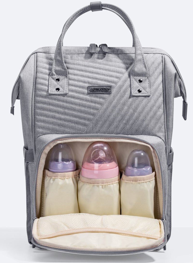 Sunveno - Diaper Backpack And USB Charging Port With Stroller Hooks - Grey - Image 1