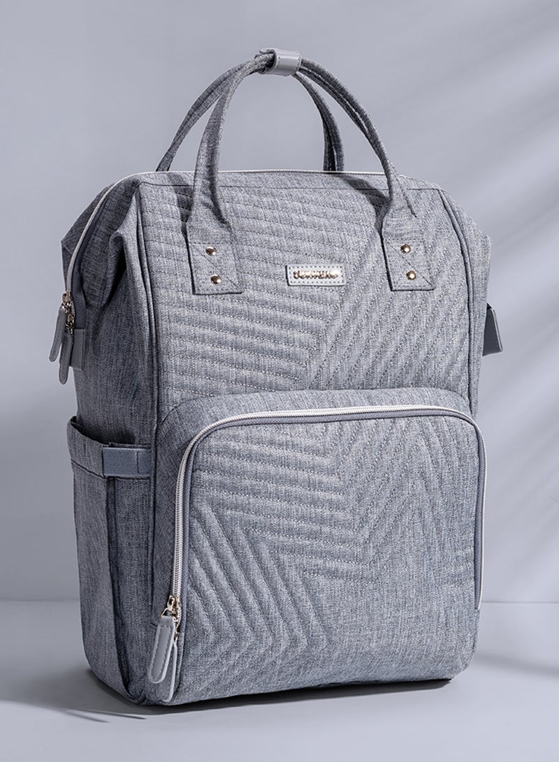 Sunveno - Diaper Backpack And USB Charging Port With Stroller Hooks - Grey - Image 1