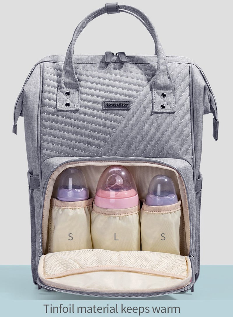 Sunveno - Diaper Backpack And USB Charging Port With Stroller Hooks - Grey - Image 1