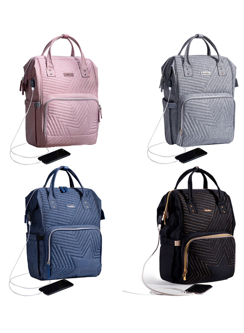 Sunveno - Diaper Backpack And USB Charging Port With Stroller Hooks - Grey - Image 1