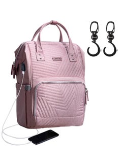 Sunveno Diaper Backpack And USB Charging Port With Stroller Hooks - Pink  - Image 1