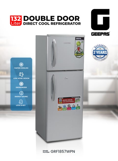 Double Door Direct Cool Refrigerator (132L | 4.7Cu.Ft) GRF1857WPN Crystal Silver