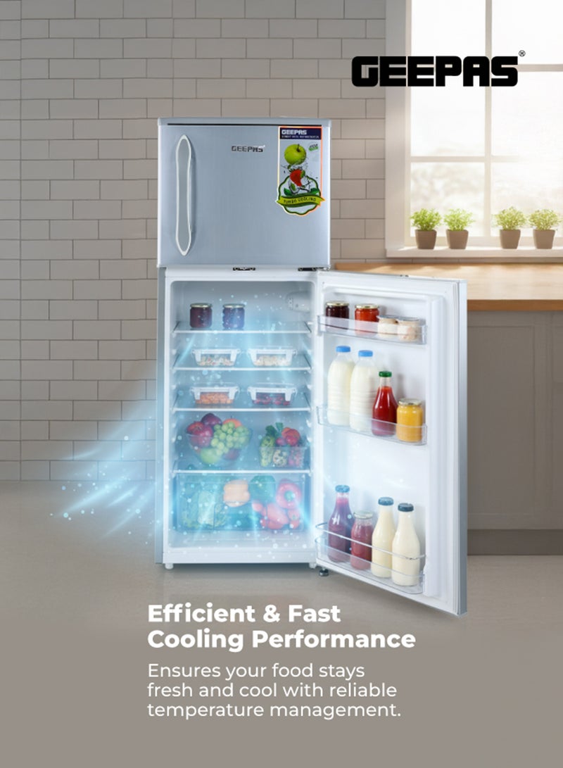 جيباس ثلاجة ببابين وتقنية تبريد مباشر (132 لتر |  4.7 قدماً مكعباً) GRF1857WPN فضي كريستالي - Image 2