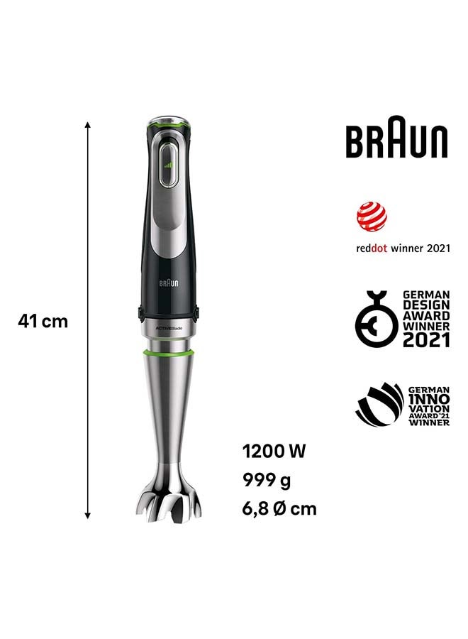 براون خلاط يدوي, مالتي كويك 9, محضر طعام, دورق 0.6  لتر, مفرمه 0.5  لتر, خافق, مفرمه, هراسة بطاطس, عمود من الفولاذ المقاوم للصدأ, التحكم فى رذاذ الماء MQ9187XLI أسود - فضي - Image 3