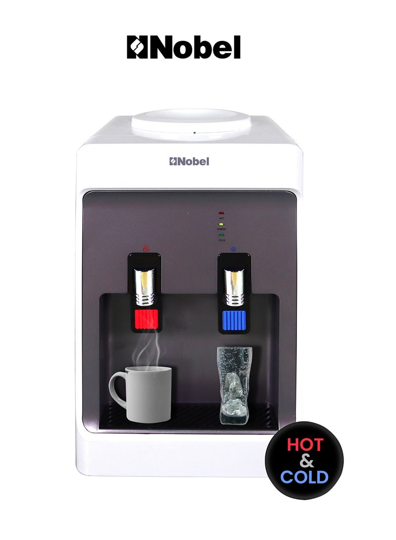 Nobel 2 Tap Hot & Cold Table Top Water Dispenser, Compressor Cooling, 630W Heating, 550W Cooling, 2L/H Cooling Capacity, 5L/H Heating Capacity NWD556 White  - Image 1