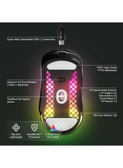 ستيل سيريز SteelSeries Aerox 5 Wireless - ماوس ألعاب لاسلكي خفيف الوزن - 18000 CPI - مستشعر بصري TrueMove Air - تصميم مقاوم للماء خفيف الوزن للغاية - عمر بطارية يزيد عن 180 ساعة  - Image 3
