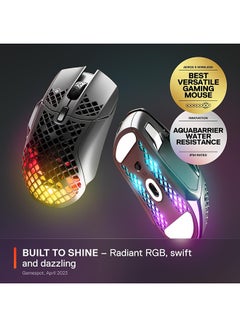 ستيل سيريز SteelSeries Aerox 5 Wireless - ماوس ألعاب لاسلكي خفيف الوزن - 18000 CPI - مستشعر بصري TrueMove Air - تصميم مقاوم للماء خفيف الوزن للغاية - عمر بطارية يزيد عن 180 ساعة  - Image 2