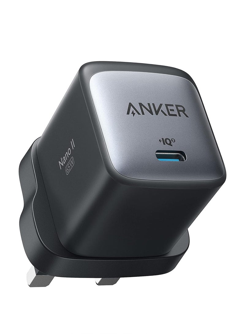 Anker - USB C Charger, Anker Nano II 65W GaN II PPS Fast Charger Adapter, Compact Charger for MacBook Pro/Air, Galaxy S20/S10, Dell XPS 13, Note 20/10+, iPhone 13/Pro/Mini, iPad Pro, Pixel, and More black - Image 1