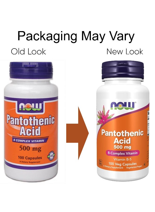 Pantothenic Acid, 500mg - 100 Veg Capsules Packaging May Vary