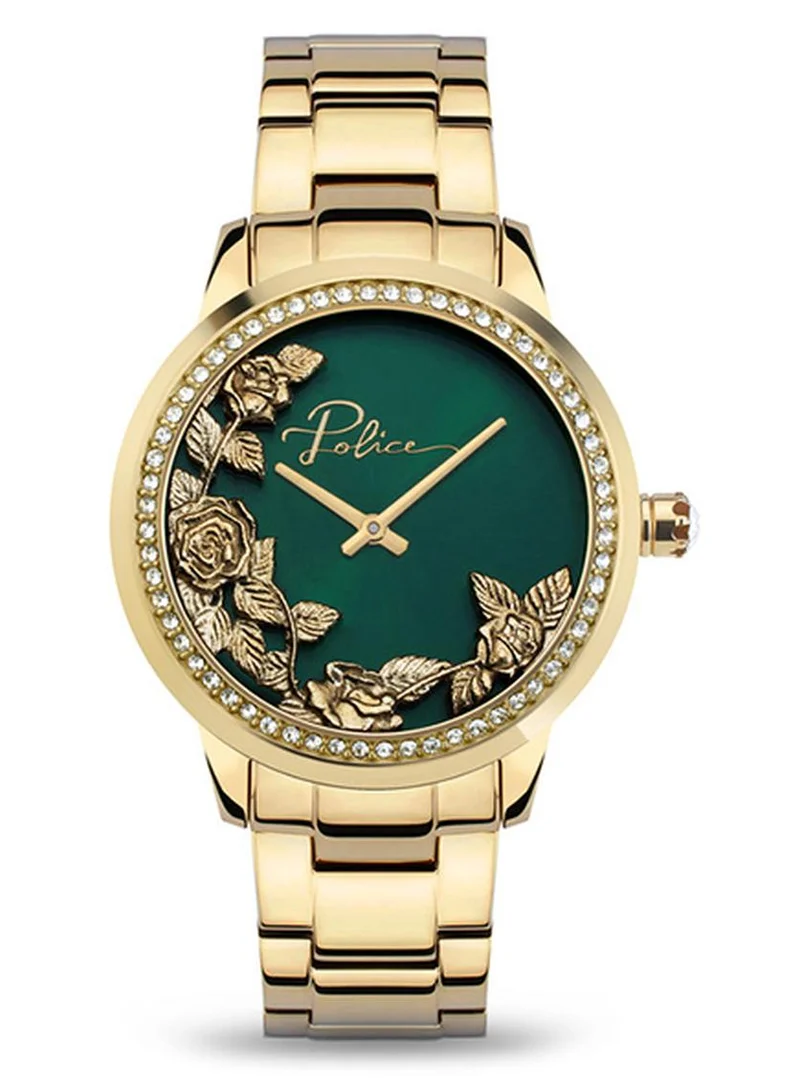 POLICE Police Camii Analogue Quartz Movement Green Dial with Gold Plated Bracelet Watch for Women - PEWLG2202203