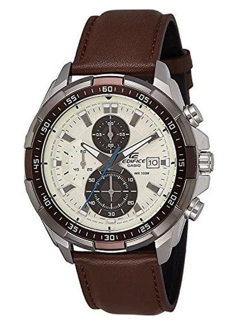 CASIO Men's Leather Analog Buckle Watch EFR-539L-7BUDF - Image 1